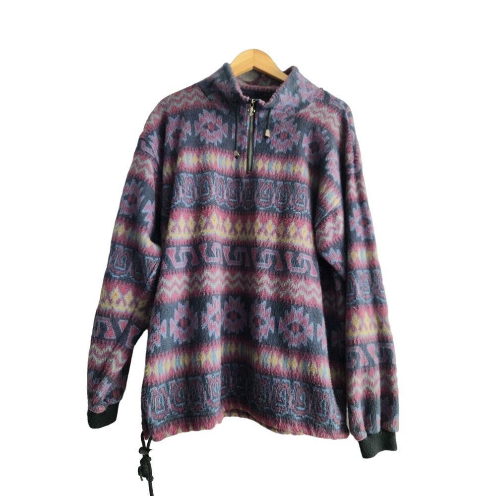 Impact Vintage 90s Fleece Streetwear Mens Medium Aztec Southwestern Sweatshirt